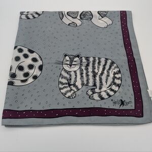 Vintage Stella Olsen Cat Print Scarf